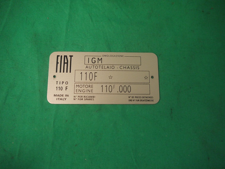 Typenschild Fiat 500 F