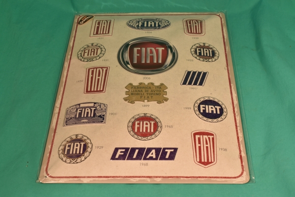 Blechschild Fiat Logos im Wandel der Zeit