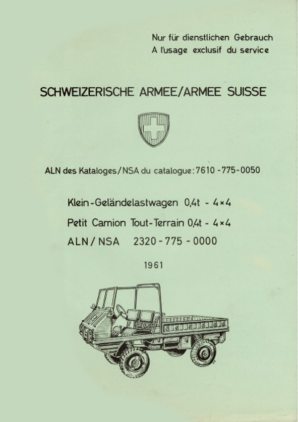 Ersatzteilkatalog CH Armee Serie I