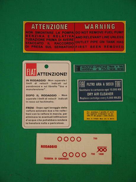 4x12x701_kl Beschriftungsset Fiat 500 F,L,R