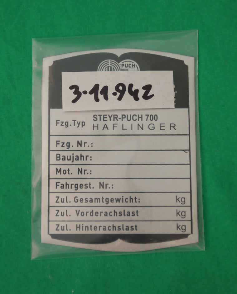 3x11x942_b_kl Typenschild 700 Haflinger alle